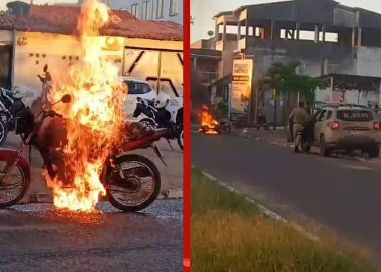 Feira: homem é preso após atear fogo na própria motocicleta durante blitz