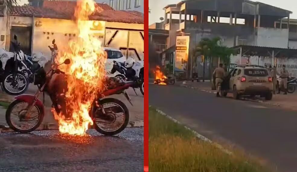 Feira: homem é preso após atear fogo na própria motocicleta durante blitz