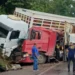 Colisão entre carretas interdita totalmente a BR-324