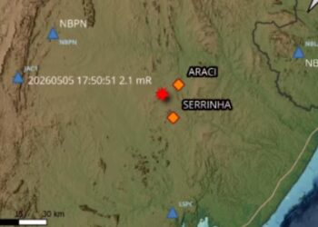 Tremor de terra com magnitude 2,1 é registrado em Serrinha. Não há relatos de moradores que tenham sentido o abalo