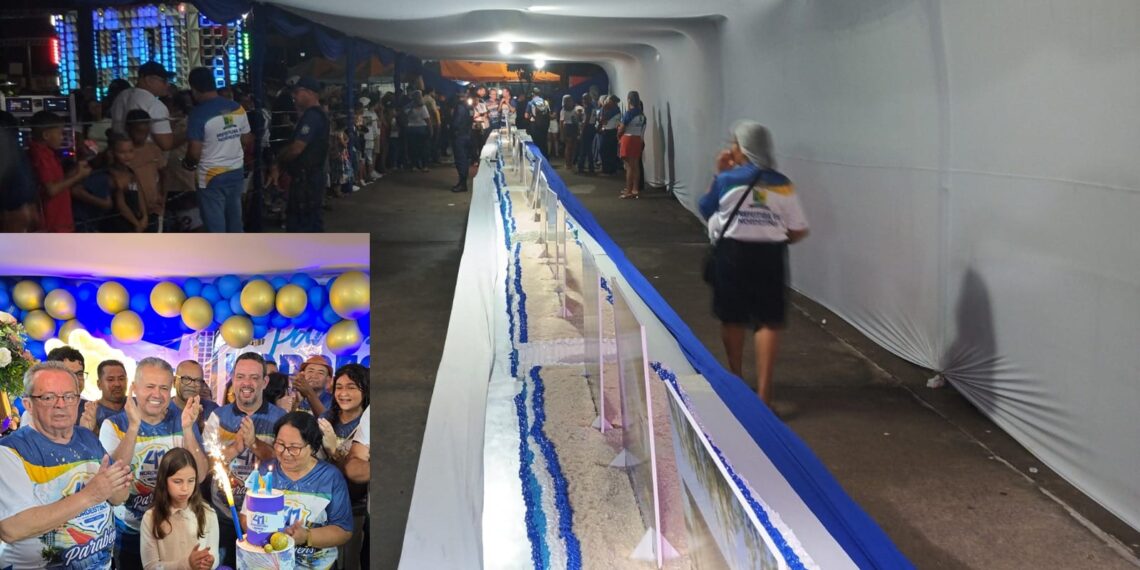 No aniversário de Nordestina, bolo de 41 metros foi servido a população em comemoração ao 41º aniversário