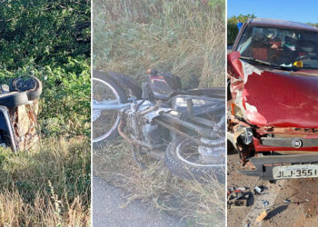 Colisão na BA 144 envolvendo dois carros e uma moto deixa duas vítimas fatais