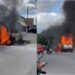 Caminhonete de médico pega fogo e fica destruída no centro da cidade