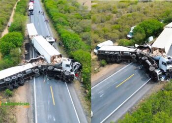 Imagem de drone revela dimensão da tragédia na BR-116 Norte; caminhoneiro morto é identificado