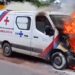 Ambulância é consumida pelo fogo quando trafegava pela BR 116 Norte