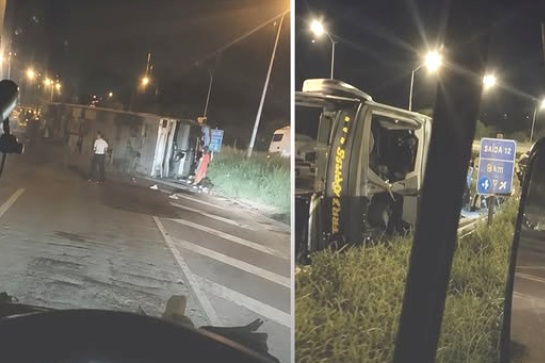 Ônibus que seguia de São Paulo para Cansanção tomba na BR-116 e deixa cinco feridos