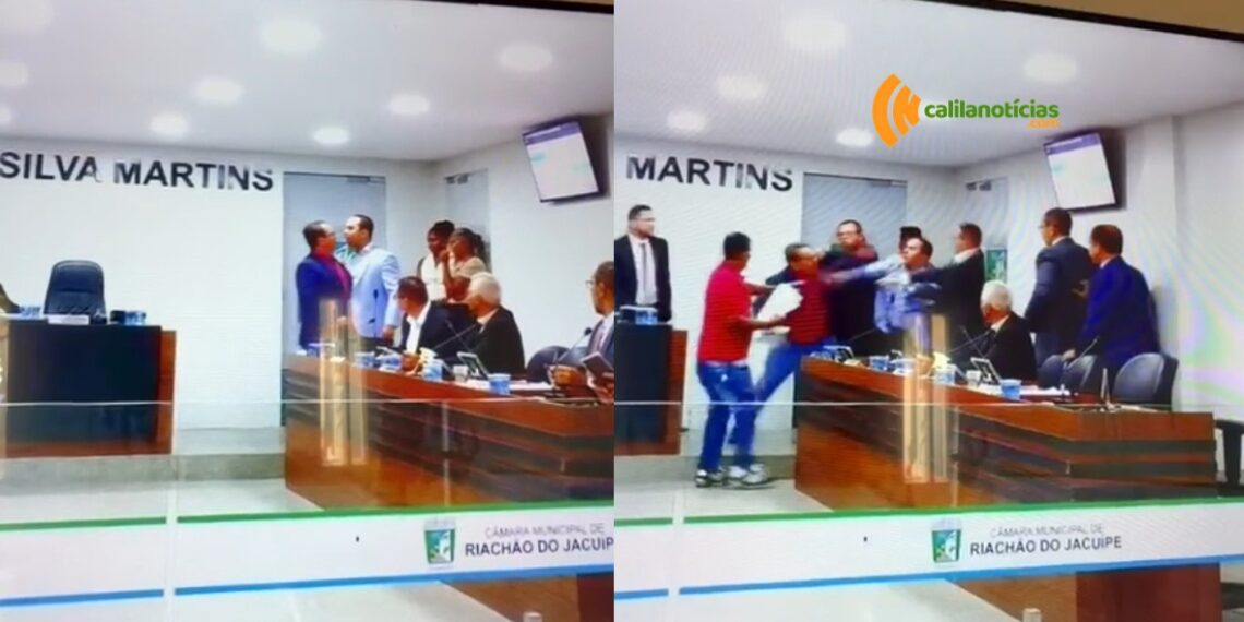 Sessão de reabertura da Câmara de Riachão do Jacuípe é marcada por confusão envolvendo dois vereadores