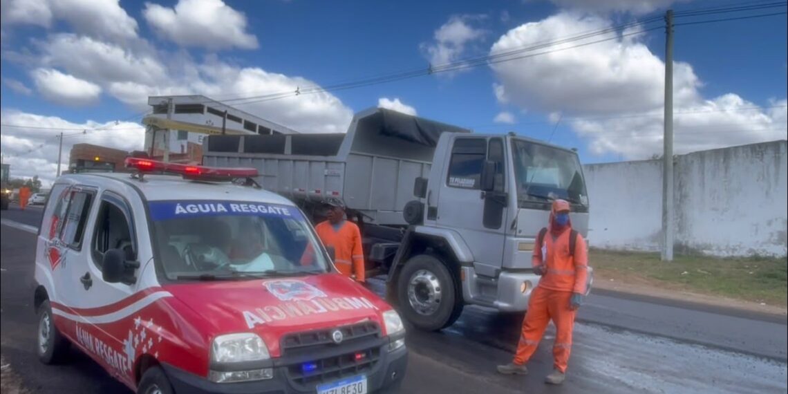 Coité – Motociclista fura bloqueio de obra na BA 409 e atropela funcionário de empresa