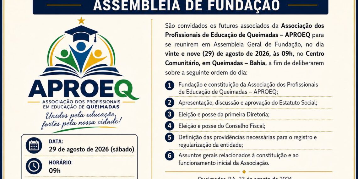 Profissionais da Educação de Queimadas se mobilizam para fundação da APROEQ neste sábado, 29