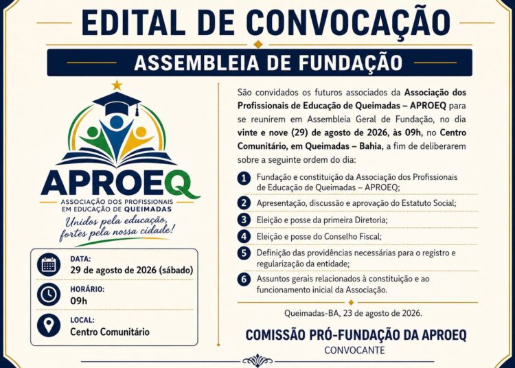 Profissionais da Educação de Queimadas se mobilizam para fundação da APROEQ neste sábado, 29
