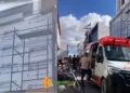 Trabalhador sofre descarga elétrica e cai de andaime enquanto trabalhava em fachada de loja