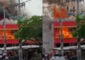 Incêndio de grandes proporções destrói depósito de supermercado