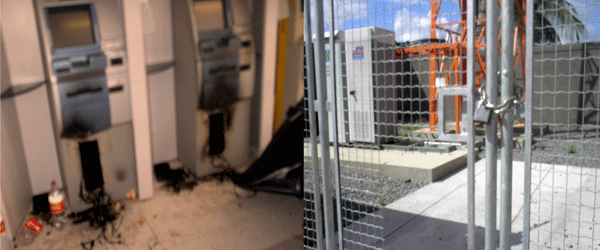 Imagens da destruição da agencia e da estação da claro