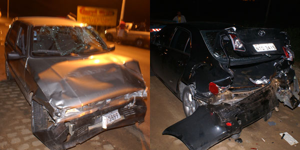 Coité: motorista de Corola freia em quebra mola e Uno bate violentamente no fundo