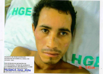 HGE procura por familiares deste homem, vítima de acidente que não se lembra de nada