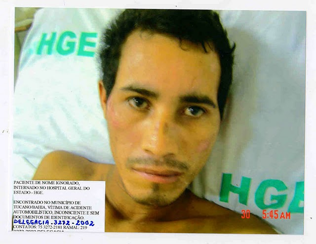 HGE procura por familiares deste homem, vítima de acidente que não se lembra de nada