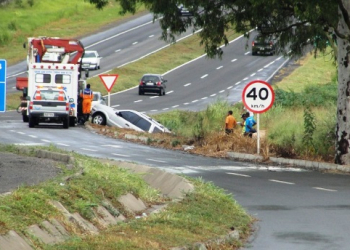 Veículo derrapa em pista e cai em vala na BR 324 em Feira de Santana na BA