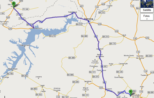 mapa percorrido por jucenildo