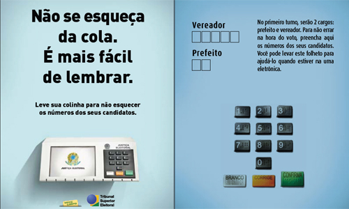 TSE disponibiliza modelo de “cola” para o eleitor levar para a urna