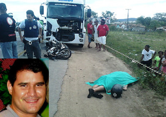 Motociclista morre ao ser atingido por carreta em Serrinha