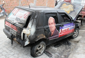 Coité – Carro de candidato a vereador é incendiado na porta de casa