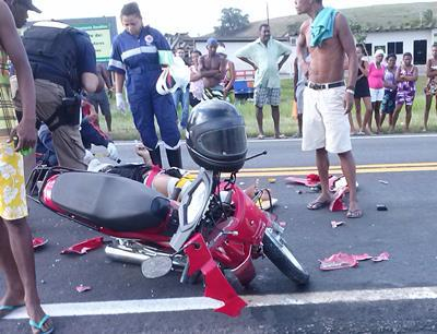 Acidente na BR 101 deixa motociclista gravemente ferido em Santo Antonio de Jesus
