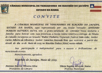 Câmara Municipal realiza solenidade de outorga de títulos de Cidadão Jacuipense