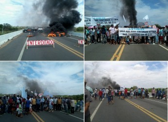 Manifestantes cumprem promessa e fecha BR 235 em Uauá
