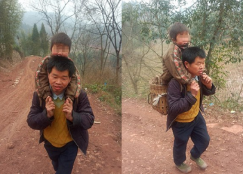 China: pai anda 28km para levar seu filho deficiente à escola, todos os dias