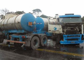 Colisão envolvendo caminhões deixa quatro feridos na BR 101