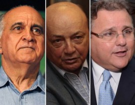 Paulo Souto (DEM), pré-candidato ao governo, Joaci Góes (PSDB), vice, e Geddel Vieira Lima (PMDB), ao Senado.