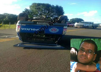 Policial militar morre em capotamento de viatura quando perseguia bandido