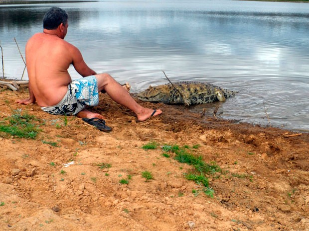 Homem mantém amizade com jacaré há 20 anos