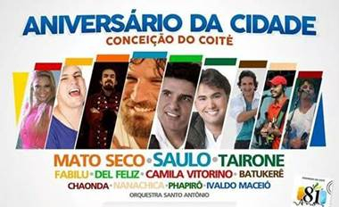 Coité 81 anos: Prefeitura divulga dias e horários de shows da Festa da Cidade