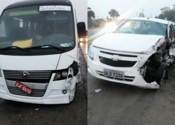 Micro-ônibus da Secretária de Saúde de Araci se envolve em acidente em Feira de Santana