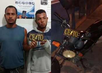 Coité – Policia Militar apresenta a Delegacia dupla com moto roubada a cinco meses