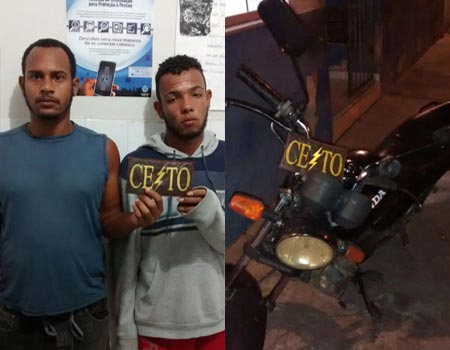 Coité – Policia Militar apresenta a Delegacia dupla com moto roubada a cinco meses