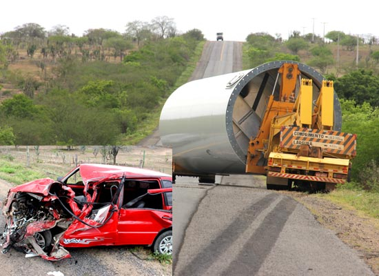 Motorista de Coité tenta evitar colisão frontal com outro veículo coiteense e bate em lateral de carreta na BR 324