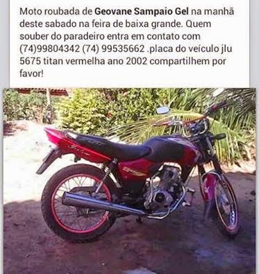 Moto é encontrada abandonada ao lado da BA-130, próximo a Mairi