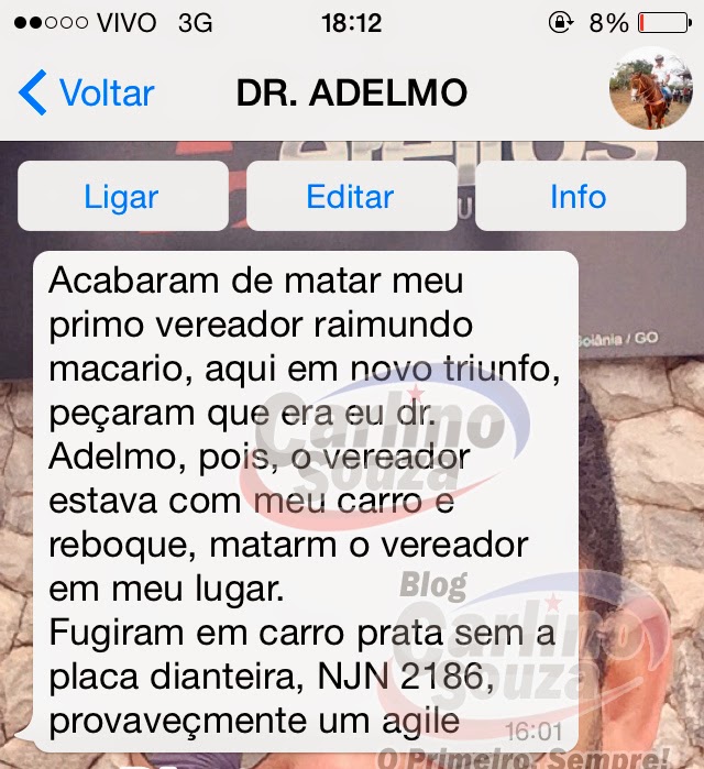 Vereador do Município de Novo Triunfo é morto com 12 tiros; primo acha que pode ter sido morto por engano