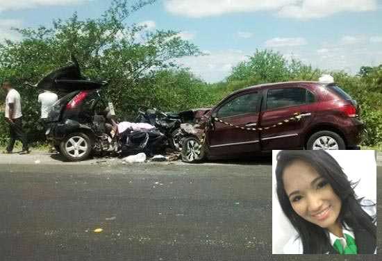 Namorada do filho de um tenente PM da cidade de Floriano no Piauí foi a vítima fatal do Gol que bateu com o Corsa