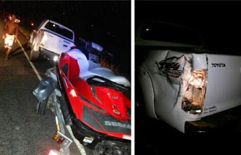 Colisão entre carro e moto na BA 131, deixa uma pessoa ferida na pista e provoca mais três acidentes