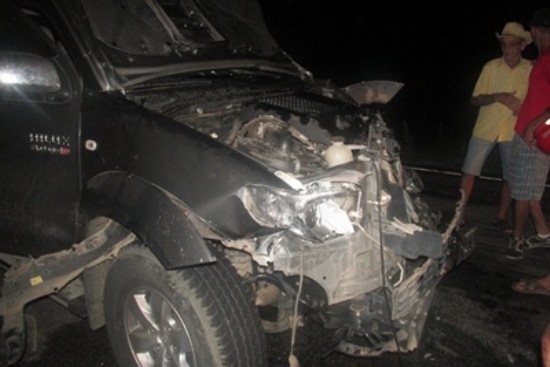 Situação da Hilux depois do acidente.Ninguém ficou ferido.