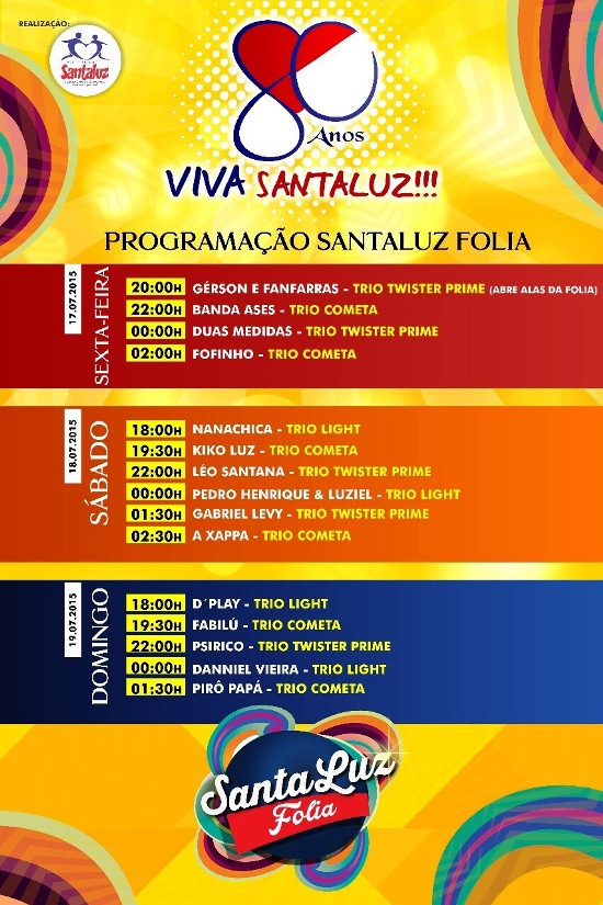 PROGRAMAÇÃO FESTA DE SANTALUZ