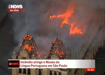 Incêndio de grandes proporções atinge Museu da Língua Portuguesa, em São Paulo