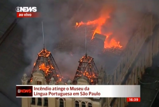 Incêndio de grandes proporções atinge Museu da Língua Portuguesa, em São Paulo