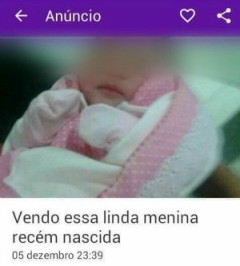 AM: bebê é oferecido em anúncio na web; polícia investiga caso