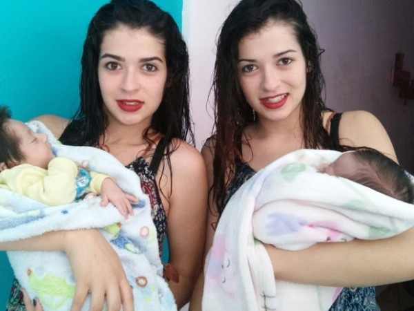 Irmãs gêmeas casadas com dois irmãos dão à luz no mesmo dia