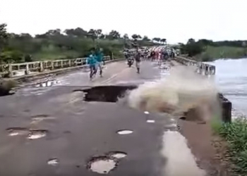 Vídeo mostra o momento do desabamento da cabeceira de uma ponte entre Filadélfia e Itiúba – Assista
