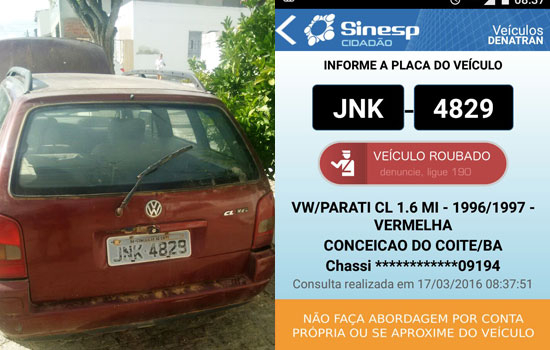 Veículo furtado próximo a feira-livre de Coité é encontrado abandonado